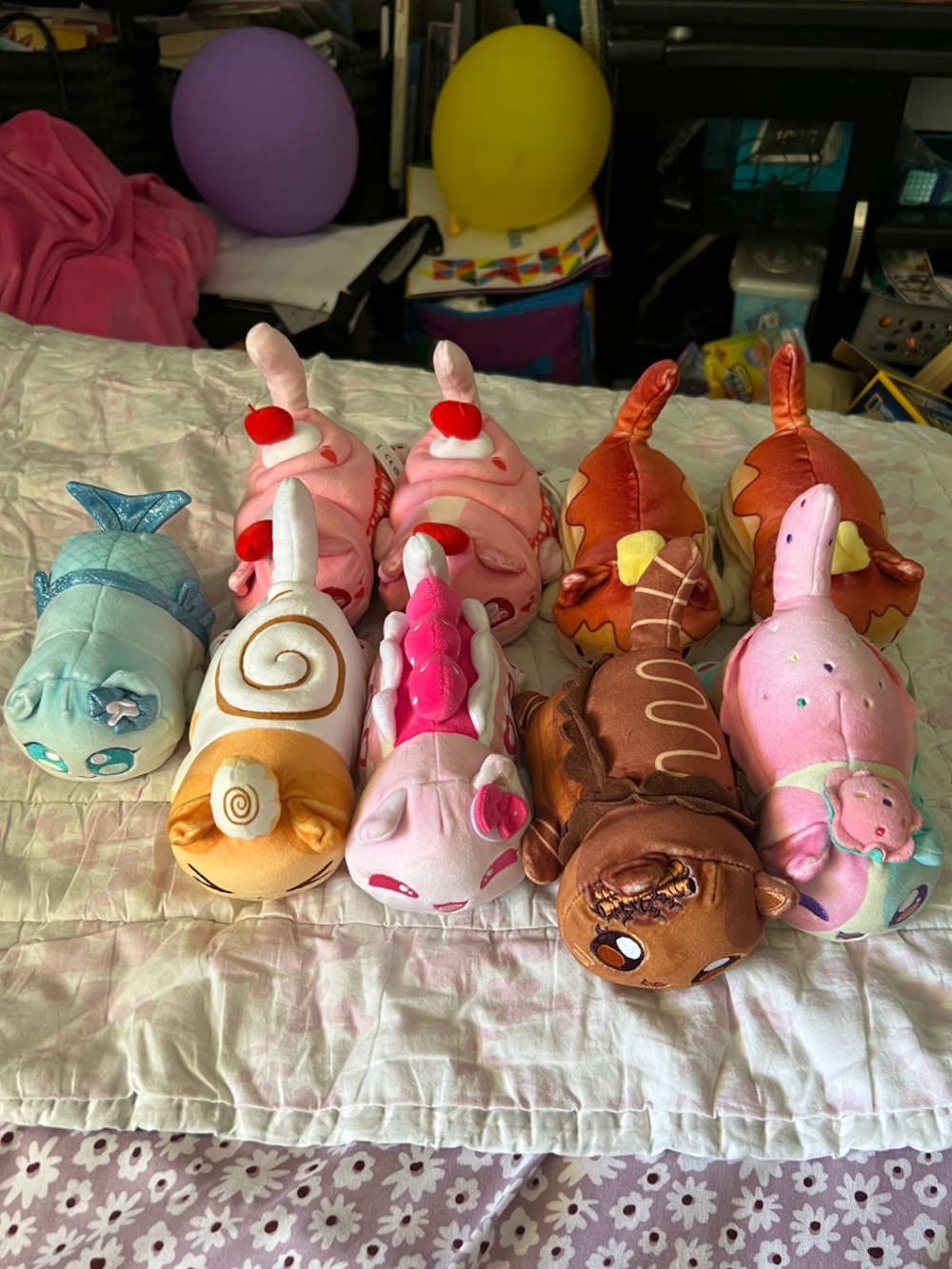 Set of 9 assorted Aphmau MeeMeows Dessert and Mermaid Surprise Plushies